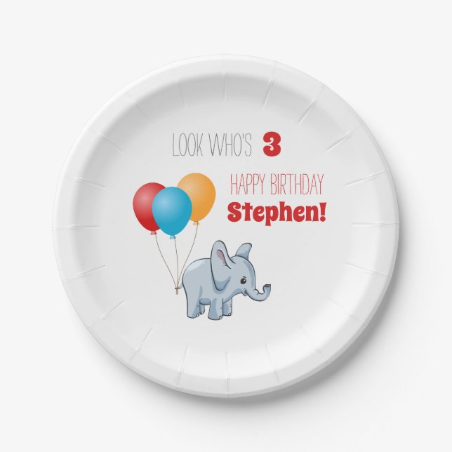 Kindergeburtstag Party Napkins Elephant Paper Tell Pappteller (Vorderseite)