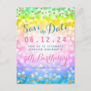 Kindergeburtstag Party Save the Date Einhorn Regen Ankündigungspostkarte