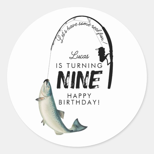 Kindergeburtstag-Party zum Thema Fischfang Runder Aufkleber (Vorderseite)