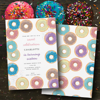 Kindergeburtstag "Pastel Donuts & Sprinkles" Einladung