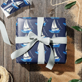 Kindergeburtstag Personalisiert Ocean Sailboat Mus Geschenkpapier