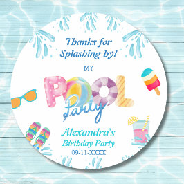 Kindergeburtstag Pool Gastgeschenk Vielen Dank Runder Aufkleber