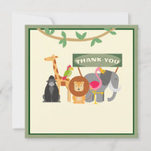 Kindergeburtstag Safari Flat Danke Karte