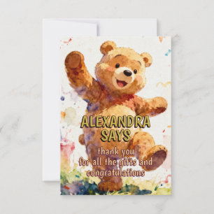 Kindergeburtstag Tiere - Süßer Teddybär 1 Dankeskarte