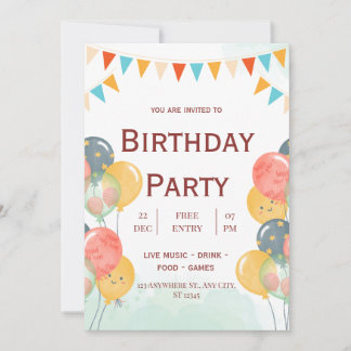 Kindergeburtstag von Aquarellen Einladung