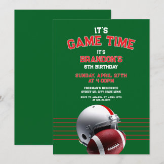 Kindergeburtstag von Green & Red Football Einladung