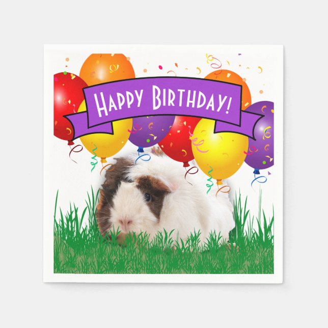 Kindergeburtstag Weiße Guinea Schweineblätter Part Serviette (Vorderseite)