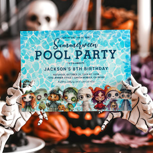 Kindergeburtstags-Halloween-Poolparty Einladung