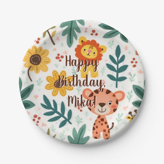 Kindergeburtstatue Pappteller (Vorderseite)