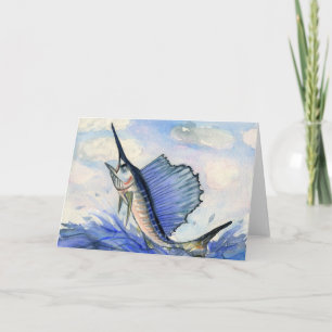 Kindergewinner: Segelfische Feiertagskarte