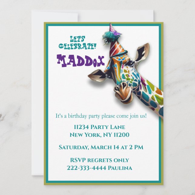 Kindergiraffe Geburtstag (Vorderseite)