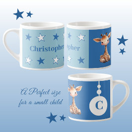 Kindergiraffe Tasse personalisierter Name blau