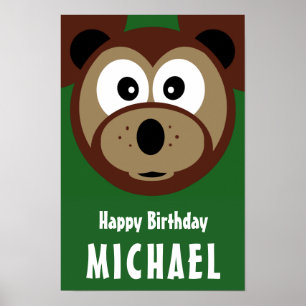 Kinderglücklicher Niedlicher Bär zum Geburtstag Poster