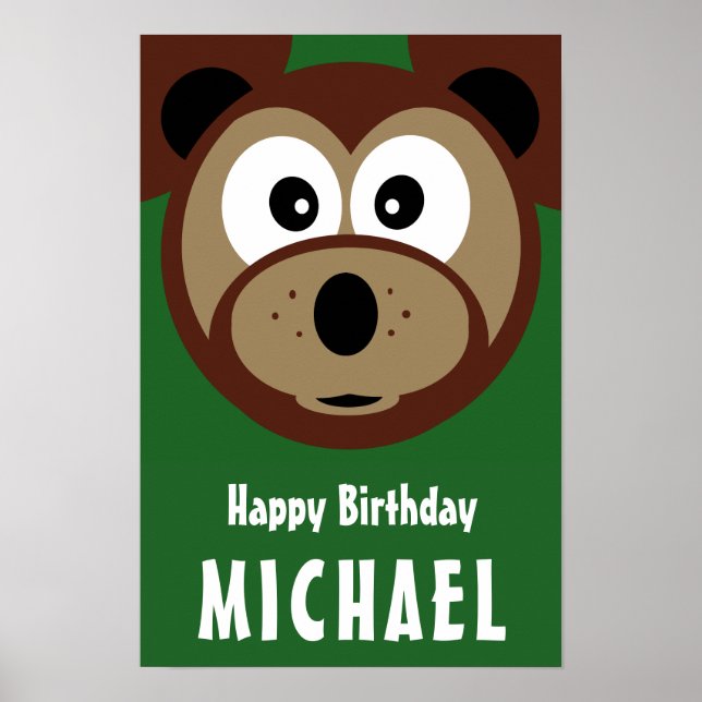 Kinderglücklicher Niedlicher Bär zum Geburtstag Poster (Vorne)