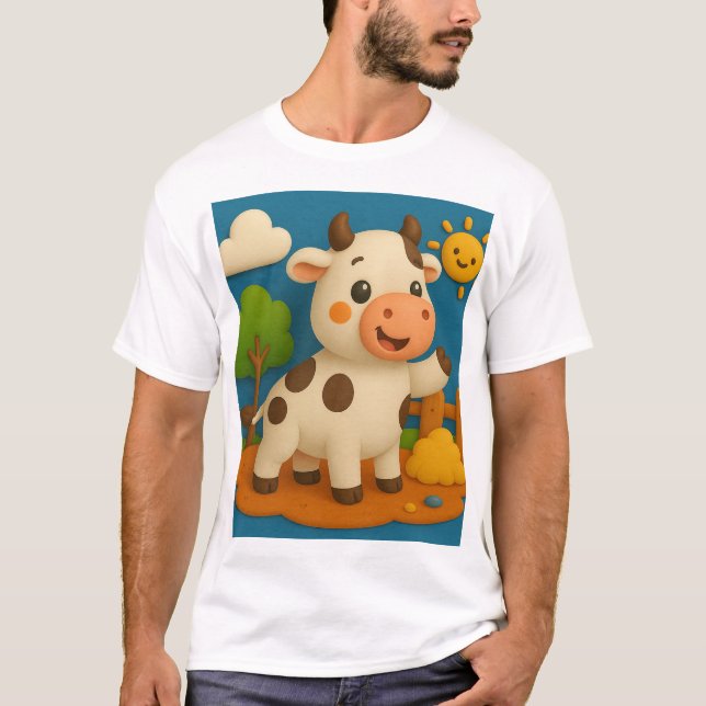 Kindergrafik Cartoon Stil einer Babykuh. T-Shirt (Vorderseite)