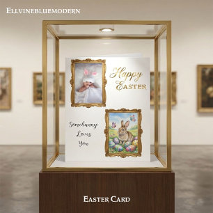 Kinderhandschrift Foto Ostern Vintage Goldrahmen Karte