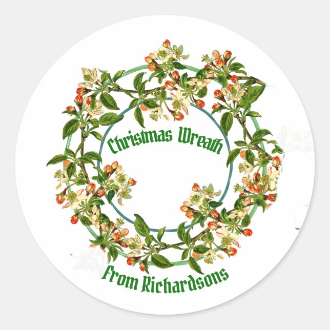 Kinderhandwerk Weihnachtskranz-Rundsticker im Part Runder Aufkleber (Vorderseite)