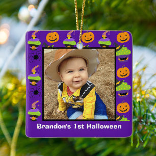 Kinderheilkraut 1. Halloween-Foto Niedlich Lila Keramikornament