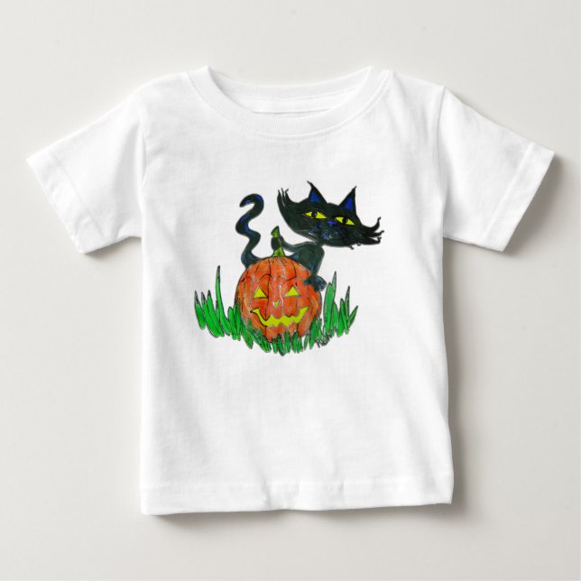 Kinderhemd - Halloween Kitty & Pumpkin Baby T-shirt (Vorderseite)