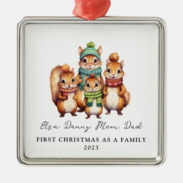 Kinderherzen Adoption erste Weihnachten als Famili Ornament Aus Metall (Vorne)