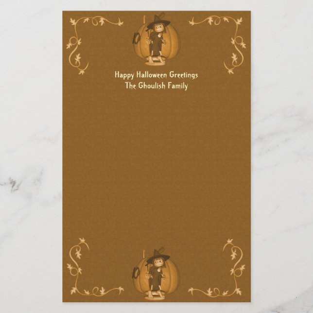 Kinderhexe-Briefpapier Halloweens gruseliges Briefpapier (Vorderseite)