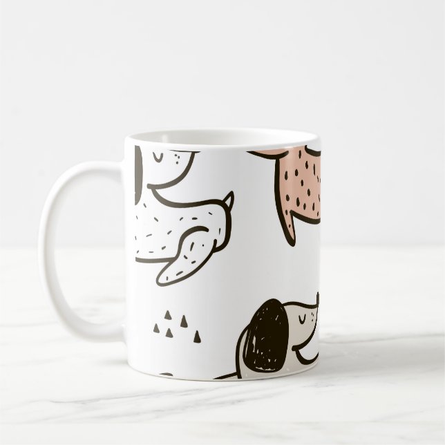 Kinderhunde, handgezeichnet, trendy Muster. Kaffeetasse (Links)