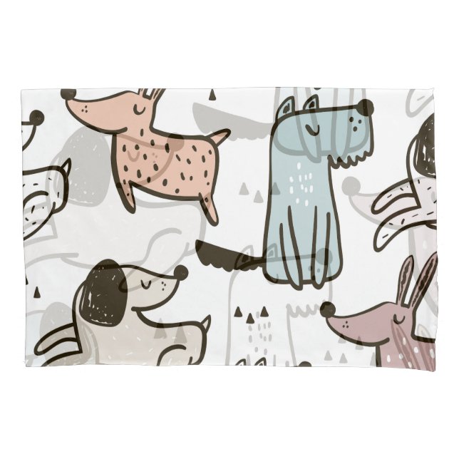 Kinderhunde, handgezeichnet, trendy Muster. Kissenbezug (Vorderseite)