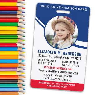 Kinderidentifizierung Personalisiert Modernes Foto Ausweis