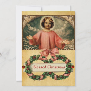 KINDERJESUS MIT ANGELN UND CHRISTMAS KROWNS EINLADUNG