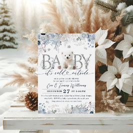 Kinderkälte außerhalb von Floral & Bear Baby Boy D Einladung