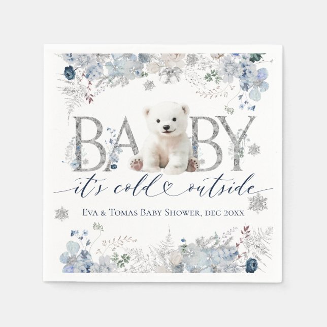 Kinderkälte außerhalb von Floral & Bear Baby Boy D Serviette (Vorderseite)
