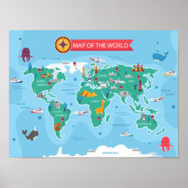 Kinderkarte des Weltplakats Poster
