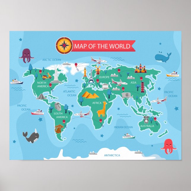 Kinderkarte des Weltplakats Poster (Vorne)