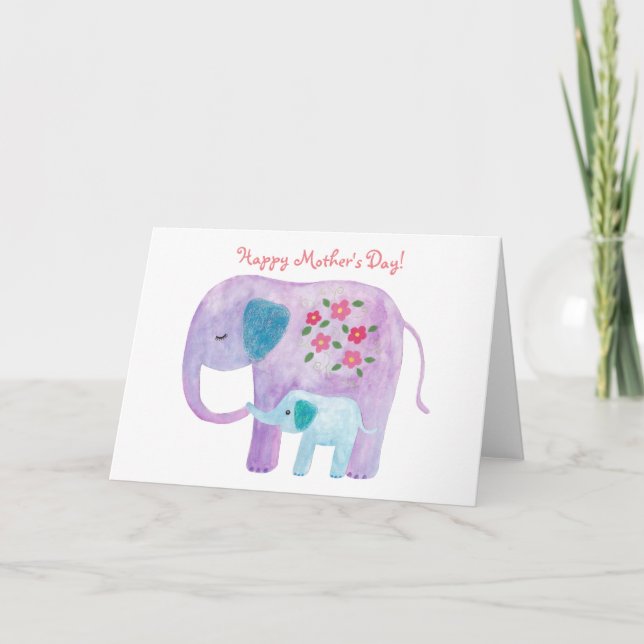 Kinderkarte Elephant Mama Kindergrußkarte der Mutt Karte (Vorderseite)