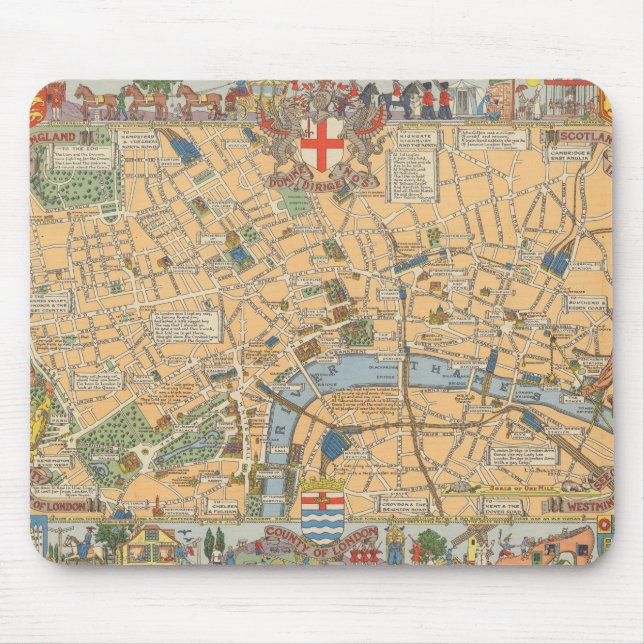 Kinderkarte von London, England Mousepad (Vorne)