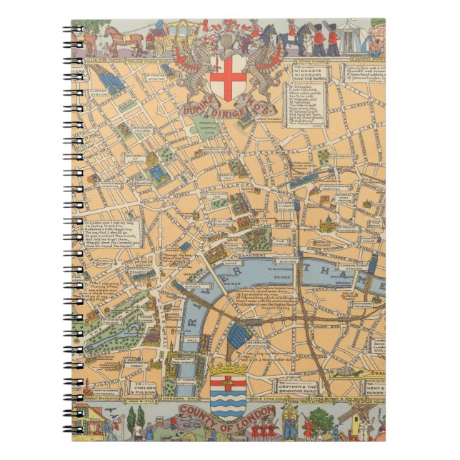 Kinderkarte von London, England Notizblock (Vorderseite)