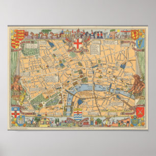 Kinderkarte von London, England Poster