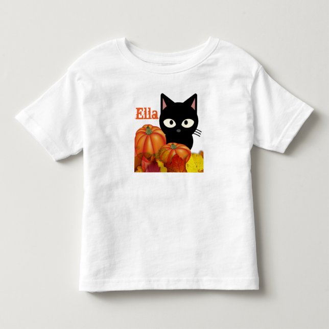 Kinderkatzenhalle Halloween Black Cat T - Shirt (Vorderseite)