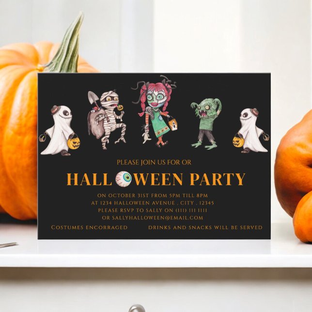 Kinderkostüm Halloween-Party Einladung (halloween costume party invitation , spooky fun for everyone)