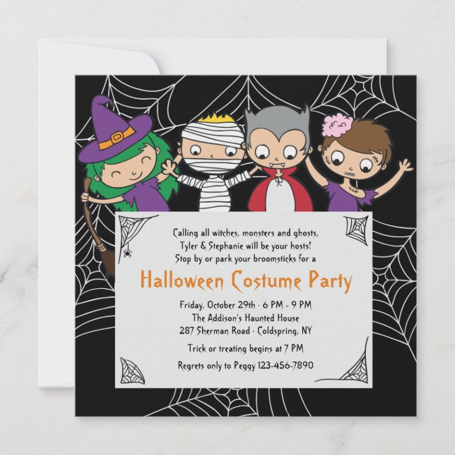 Kinderkostüm Halloween-Party Einladung (Vorderseite)