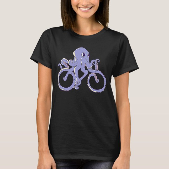 Kinderkraken Kalmar Octopus Fahrrad T-Shirt (Vorderseite)