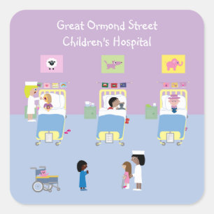 Kinderkrankenhausgarten individuell anpassbar quadratischer aufkleber
