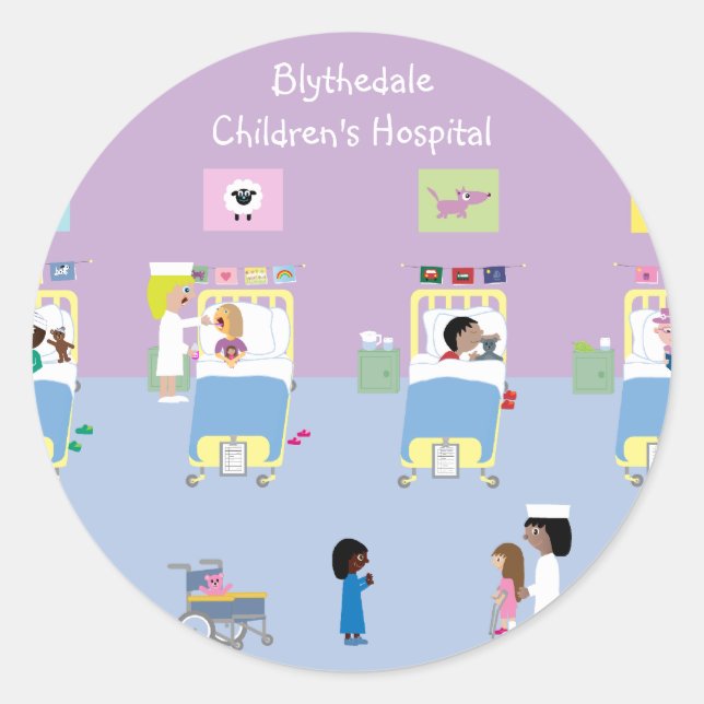 Kinderkrankenhausgarten individuell anpassbar runder aufkleber (Vorderseite)