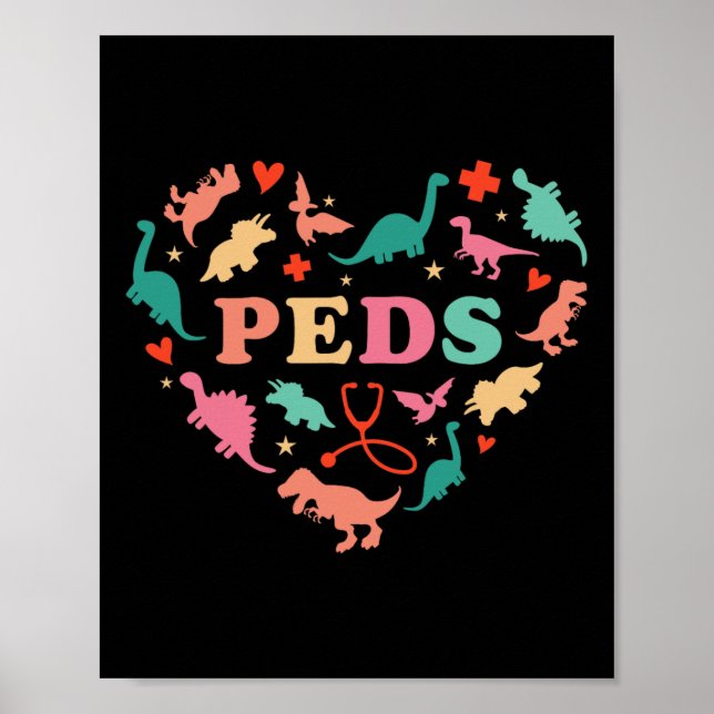 Kinderkrankenschwester-Team Süße Bunte Dinosaurier Poster (Vorne)