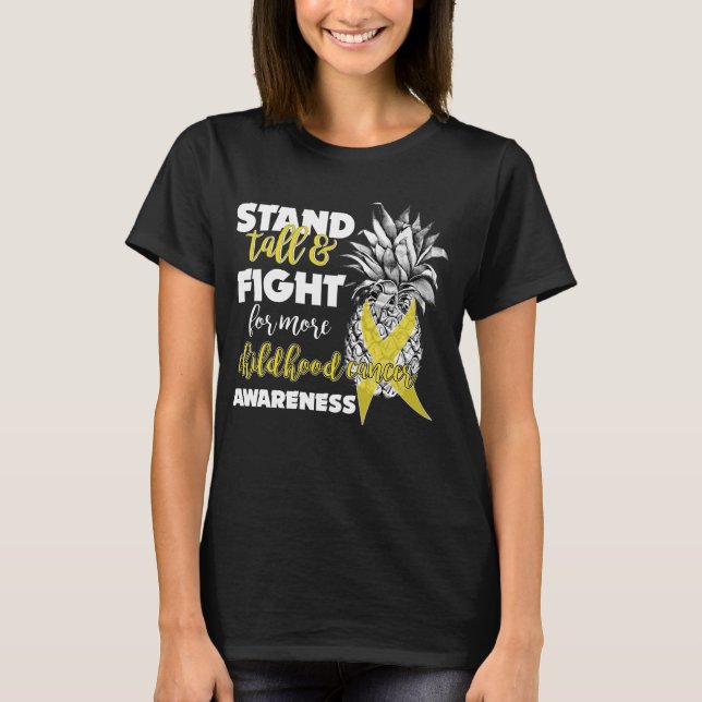 Kinderkrebs-Bewusstsein Ananas steht hoch T-Shirt (Vorderseite)