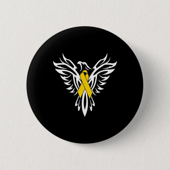 Kinderkrebs-Bewusstsein Gold Ribbon Phoenix Button (Vorderseite)