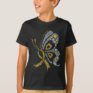 Kinderkrebs-Bewusstsein Gold-Schmetterling-Krieger T-Shirt