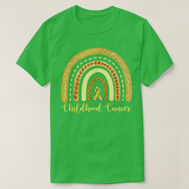 Kinderkrebs-Bewusstsein Rainbow Strong Gold Rib T-Shirt (Design vorne)