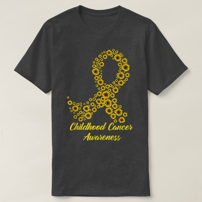 Kinderkrebs-Bewusstsein Sonnenblumen Gelbe Schleif T-Shirt (Design vorne)
