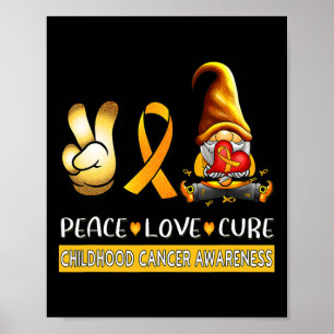 Kinderkrebs-Bewusstseins-Schleife Frieden Liebe He Poster